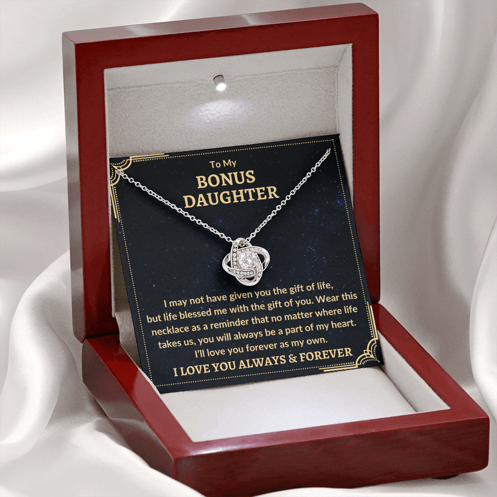 Bonus Daughter "Love You As My Own" G 14K White Gold Finish / Luxury Box w/LED Jewelry Giftinum