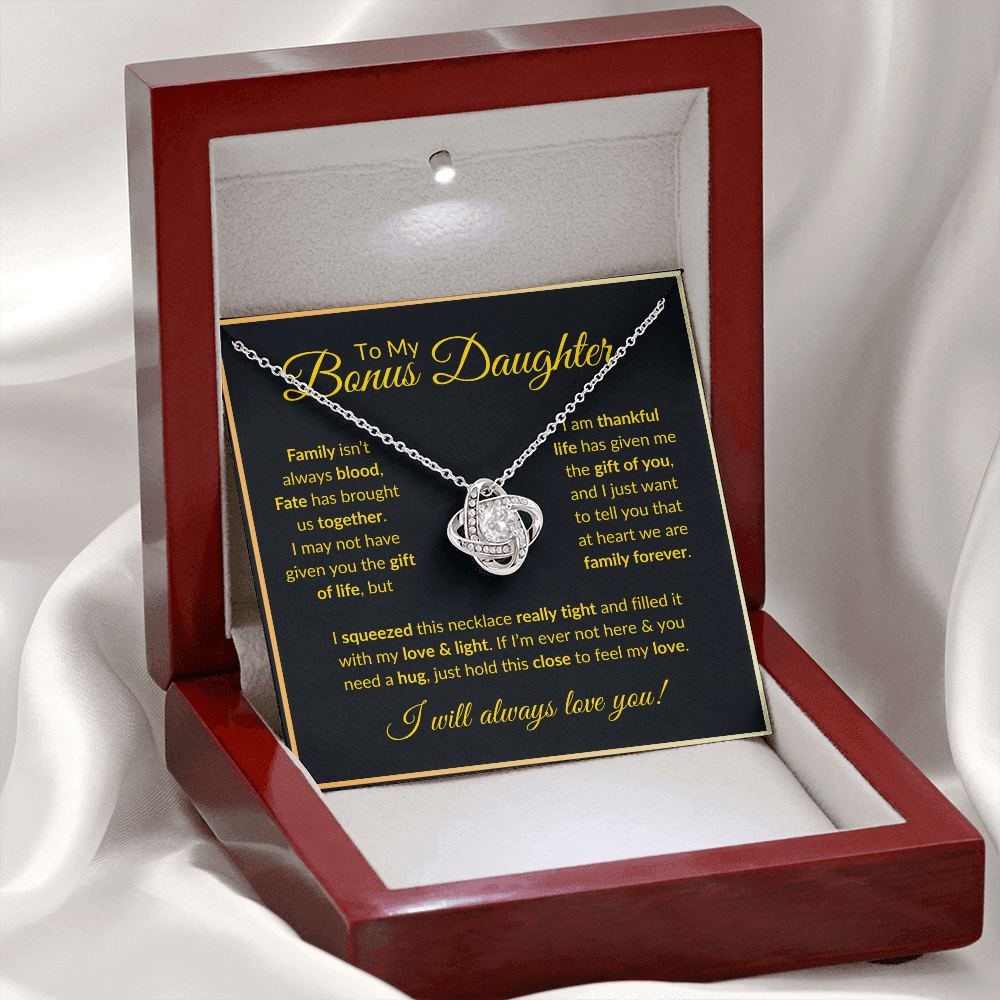 To My Bonus Daughter Necklace - Family isn't always blood