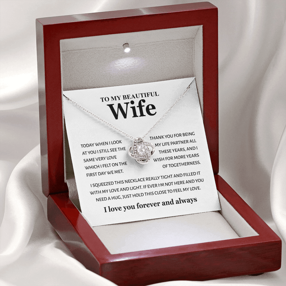 To My Beautiful Wife - "My Life Partner" 14K White Gold Finish / Standard Box Jewelry Giftinum