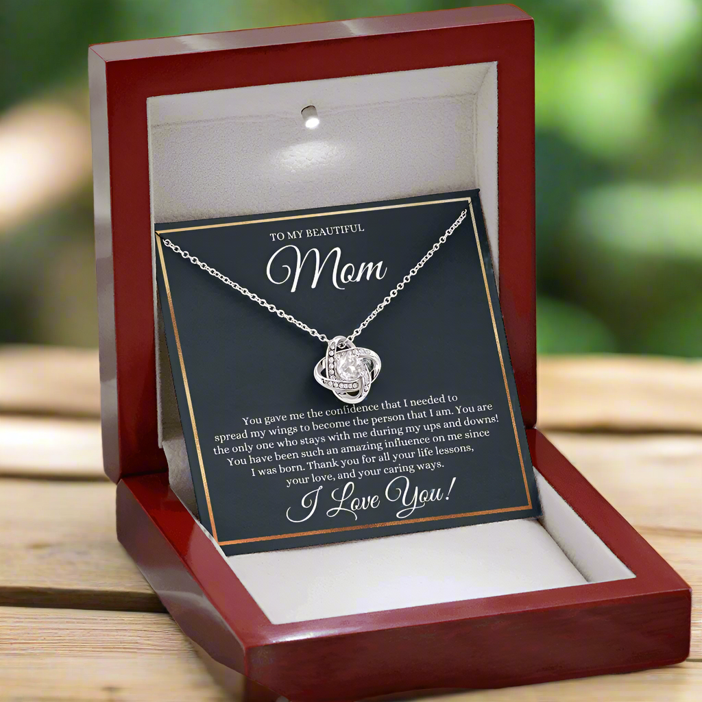 To My Beautiful Mom Necklace - You Gave Me The Confidense 14K White Gold Finish / Luxury Box w/LED 🔥 Jewelry Giftinum