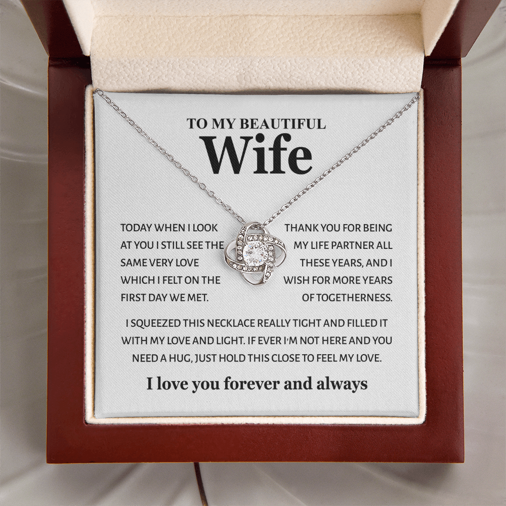 To My Beautiful Wife - "My Life Partner" 14K White Gold Finish / Standard Box Jewelry Giftinum