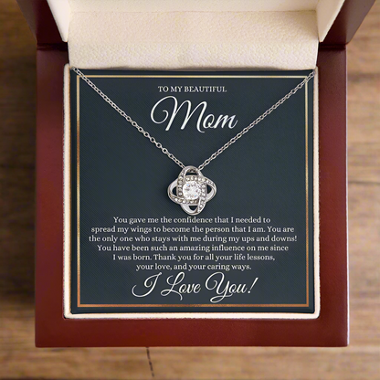 To My Beautiful Mom Necklace - You Gave Me The Confidense 14K White Gold Finish / Standard Box Jewelry Giftinum