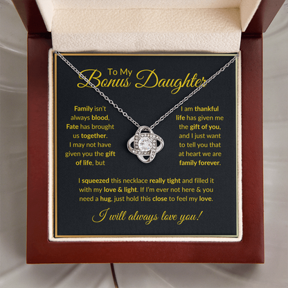 To My Bonus Daughter Necklace - Family isn't always blood