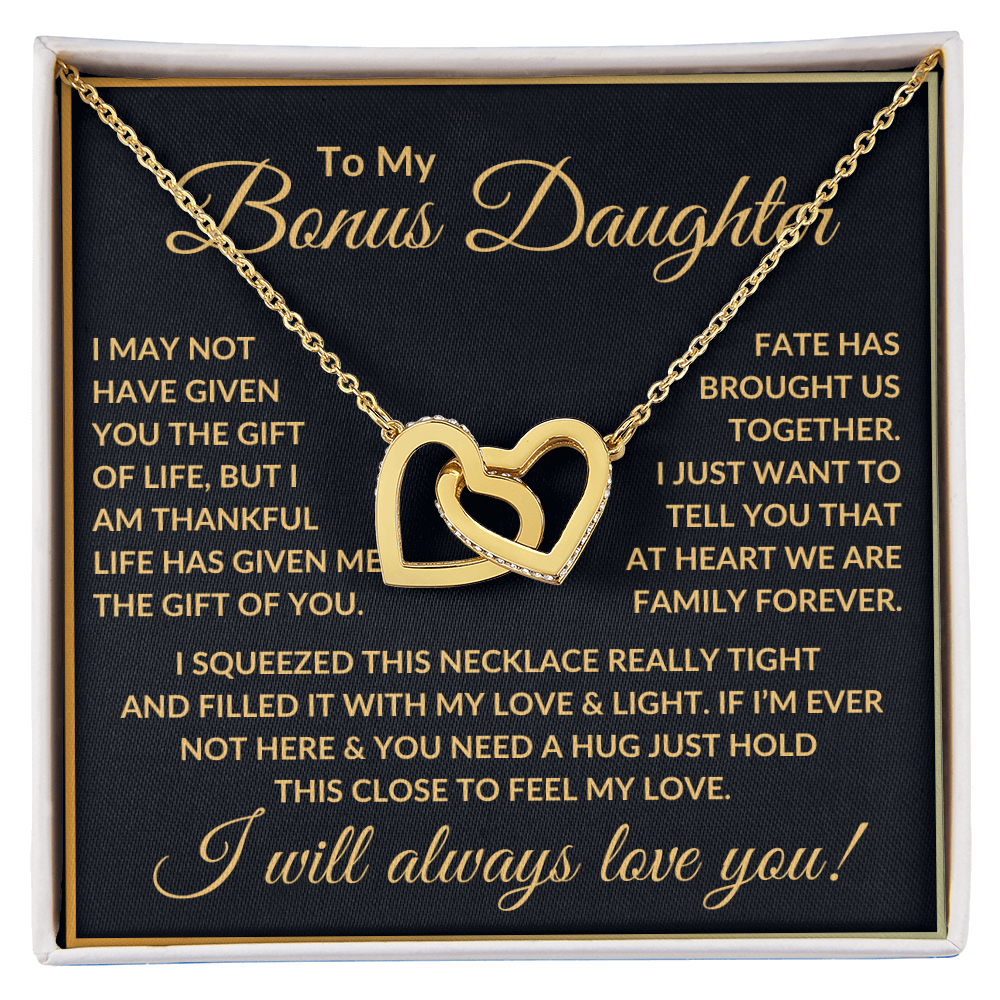 Bonus Daughter Necklace - "Life Gave Me The Gift Of You." 18K Yellow Gold Finish / Standard Box Jewelry Giftinum