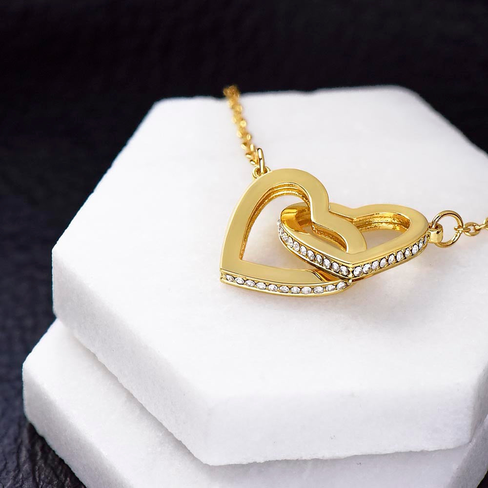 Bonus Daughter Interlocking Heart Necklace - Love You As My Own 14k White Gold Finish / Standard Box Jewelry Giftinum