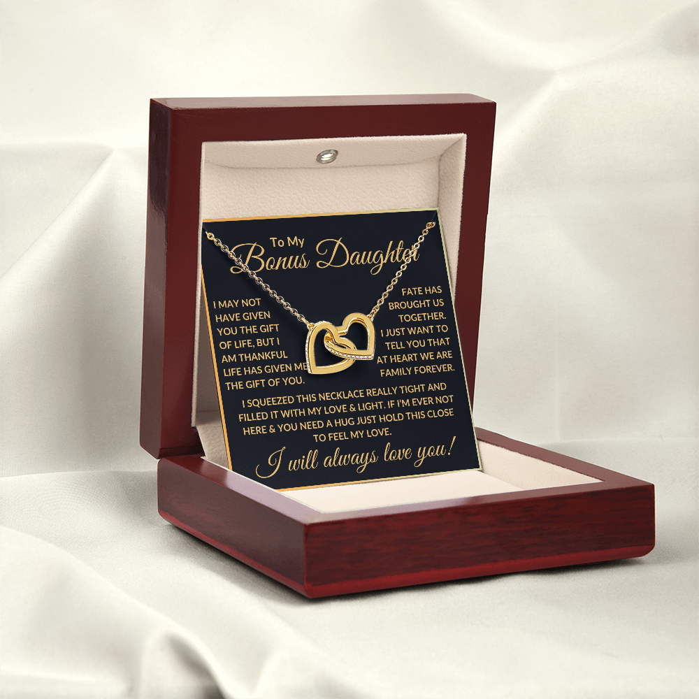 To My Bonus Daughter Necklace - "Fate Has Brought Us Together" 18K Yellow Gold Finish / Luxury Box w/LED Jewelry Giftinum