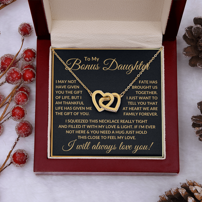 Bonus Daughter Necklace - "Life Gave Me The Gift Of You." Polished Stainless Steel & Rose Gold Finish / Standard Box Jewelry Giftinum