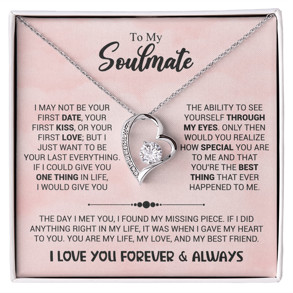 Soulmate Necklace - "Found My Missing Piece" 14k White Gold Finish / Standard Box Jewelry Giftinum