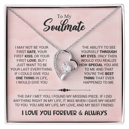 Soulmate Necklace - "Found My Missing Piece" 14k White Gold Finish / Standard Box Jewelry Giftinum