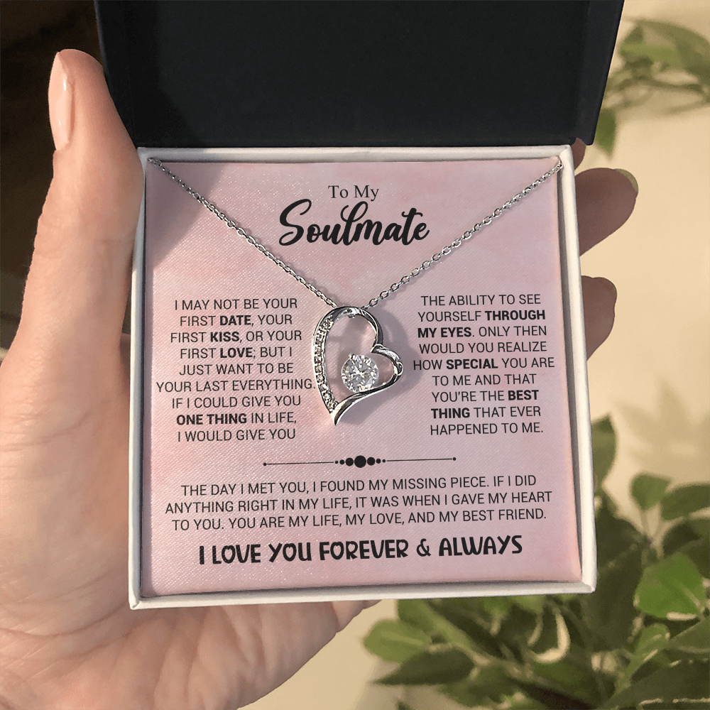 Soulmate Necklace - "Found My Missing Piece" 14k White Gold Finish / Standard Box Jewelry Giftinum