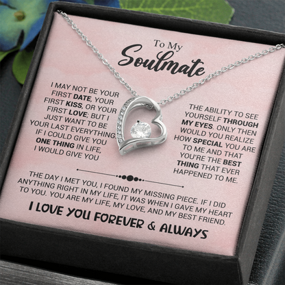 Soulmate Necklace - "Found My Missing Piece" 14k White Gold Finish / Standard Box Jewelry Giftinum