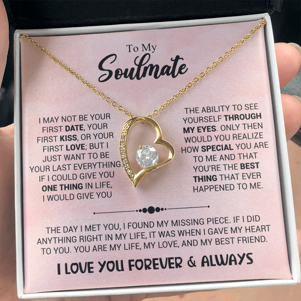 Soulmate Necklace - "Found My Missing Piece" 14k White Gold Finish / Standard Box Jewelry Giftinum