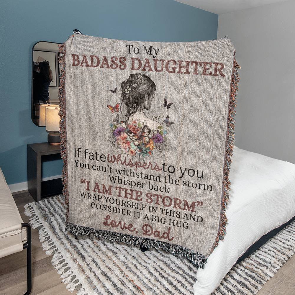 Badass Daughter Heirloom Woven Blanket - Giftinum