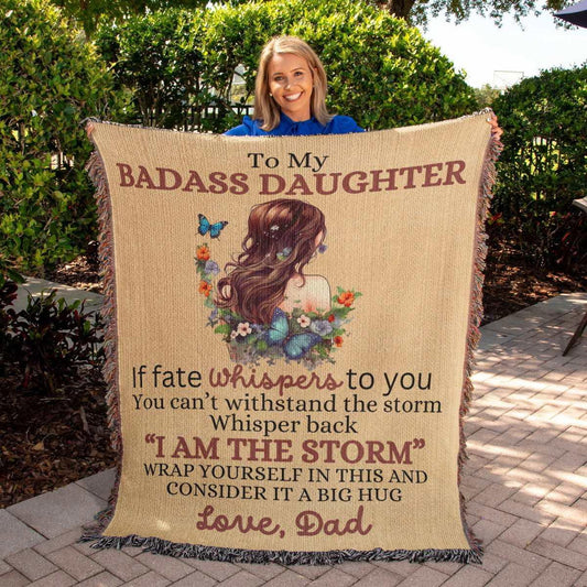 Badass Daughter Heirloom Woven Blanket Blankets Giftinum