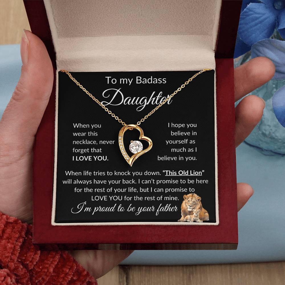 Badass Daughter Necklace | This Old Lion - b 18k Yellow Gold Finish / Luxury Box Jewelry Giftinum