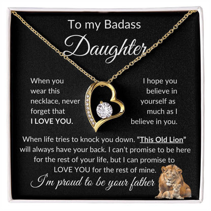 Badass Daughter Necklace | This Old Lion - b 18k Yellow Gold Finish / Standard Box Jewelry Giftinum