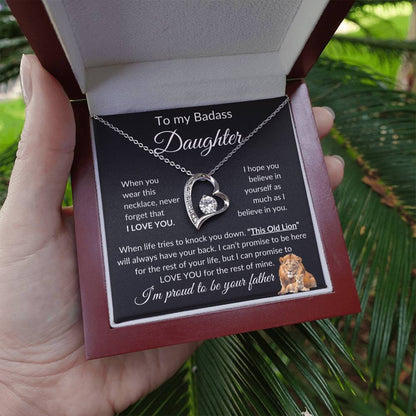 Badass Daughter Necklace | This Old Lion - b 14k White Gold Finish / Standard Box Jewelry Giftinum