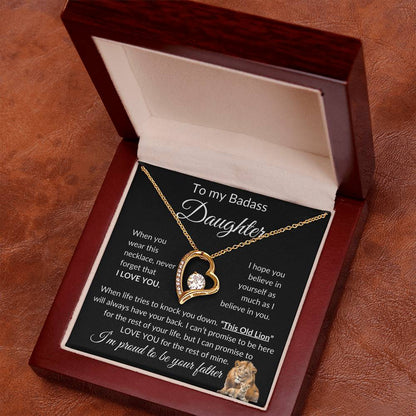Badass Daughter Necklace | This Old Lion - b 14k White Gold Finish / Standard Box Jewelry Giftinum
