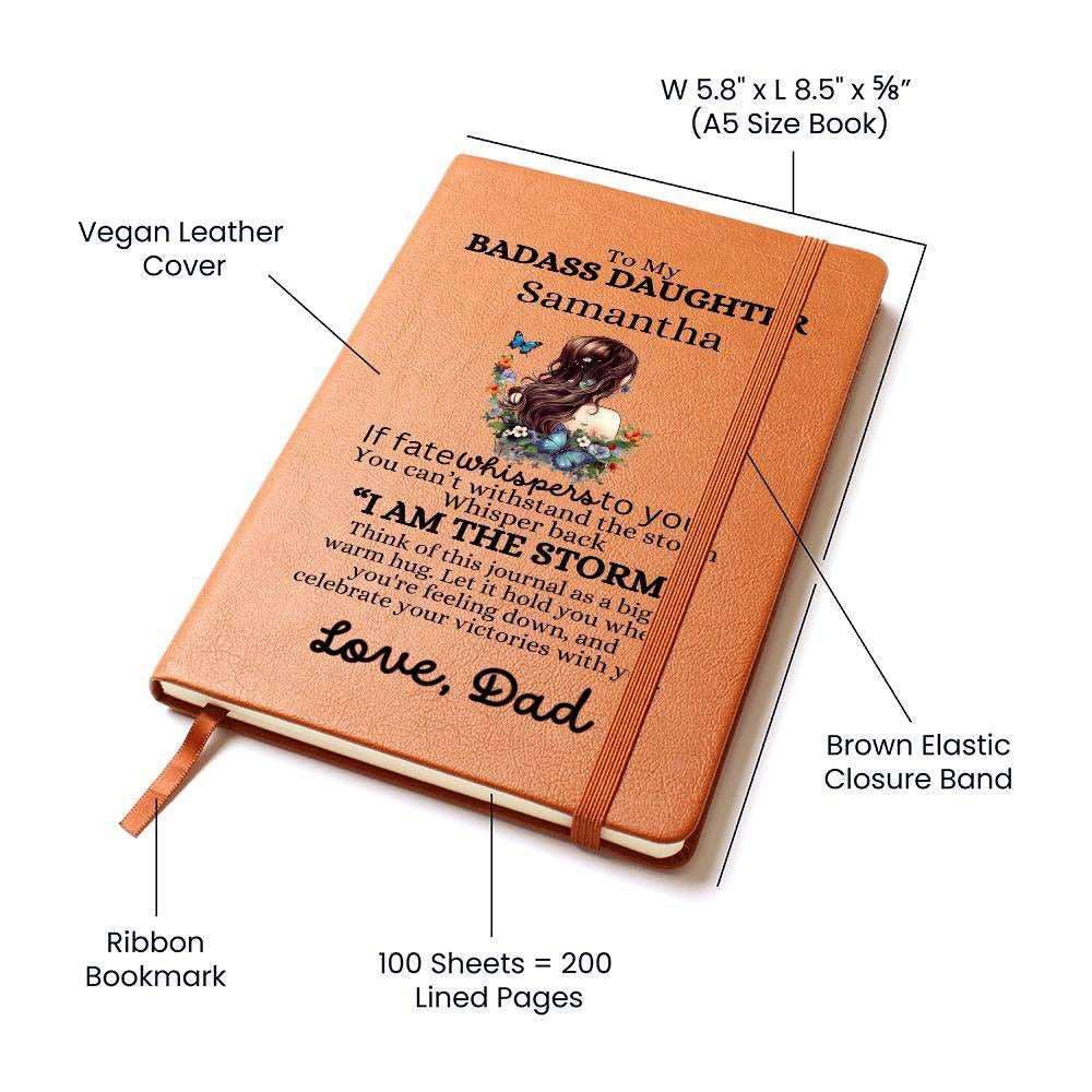 Badass Daughter Vegan Leather Journal Graphic Journal / Love, Dad Giftinum