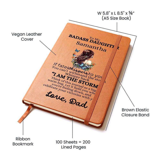 Badass Daughter Vegan Leather Journal Graphic Journal / Love, Dad Giftinum