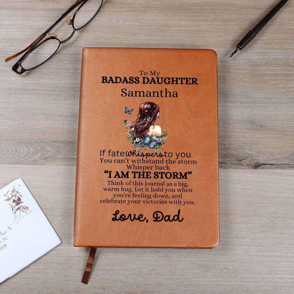 Badass Daughter Vegan Leather Journal Graphic Journal / Love, Dad Giftinum