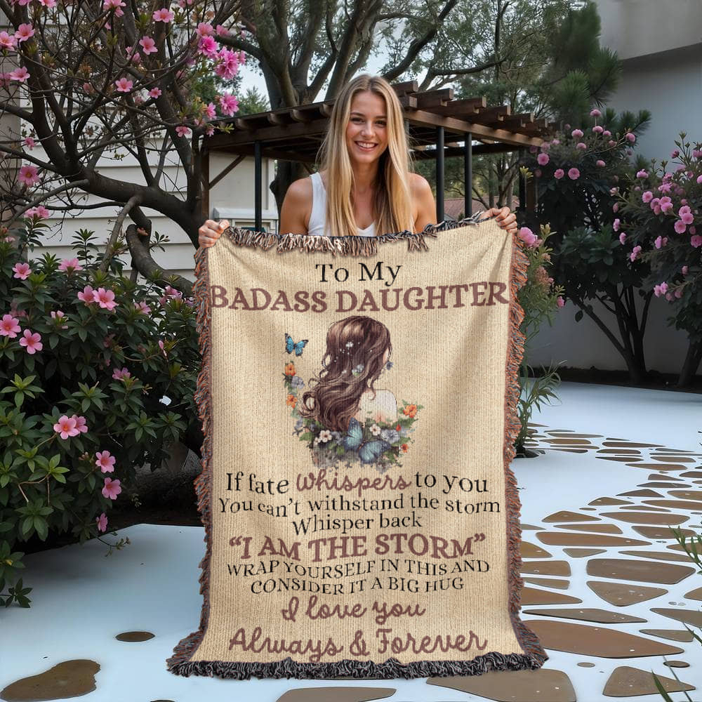 Badass Daughter woven blanket 37" x 52" Blanket Giftinum