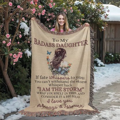 Badass Daughter woven blanket 37" x 52" Blanket Giftinum