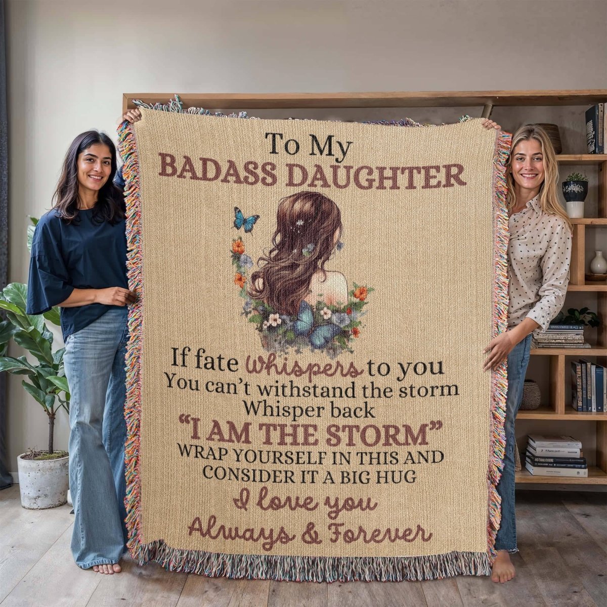 Badass Daughter woven blanket 37" x 52" Blanket Giftinum