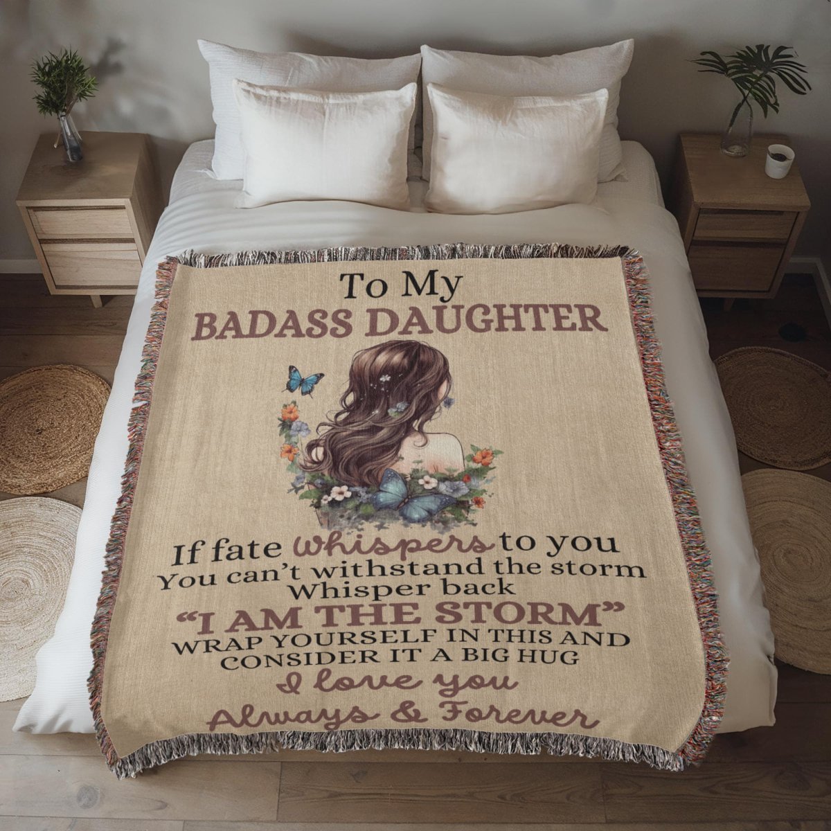 Badass Daughter woven blanket 37" x 52" Blanket Giftinum