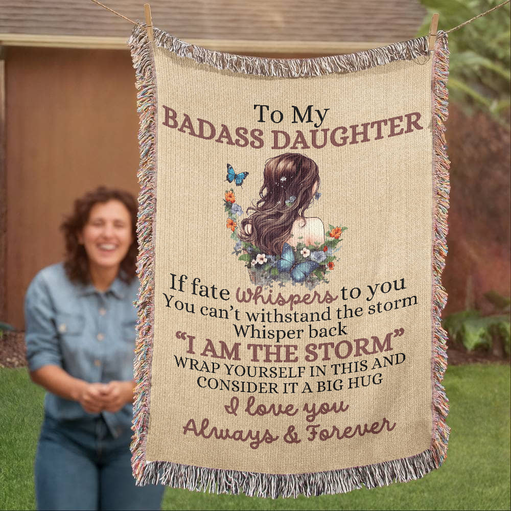 Badass Daughter woven blanket 37" x 52" Blanket Giftinum