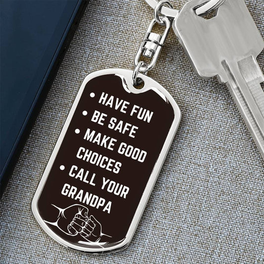 Be Safe Keychain From Grandpa - Premium Jewelry - Just $29.95! Shop now at Giftinum