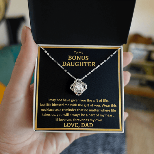 Bonus Daughter Necklace - "Love You As My Own" (G) 14K White Gold Finish / Standard Box Jewelry Giftinum