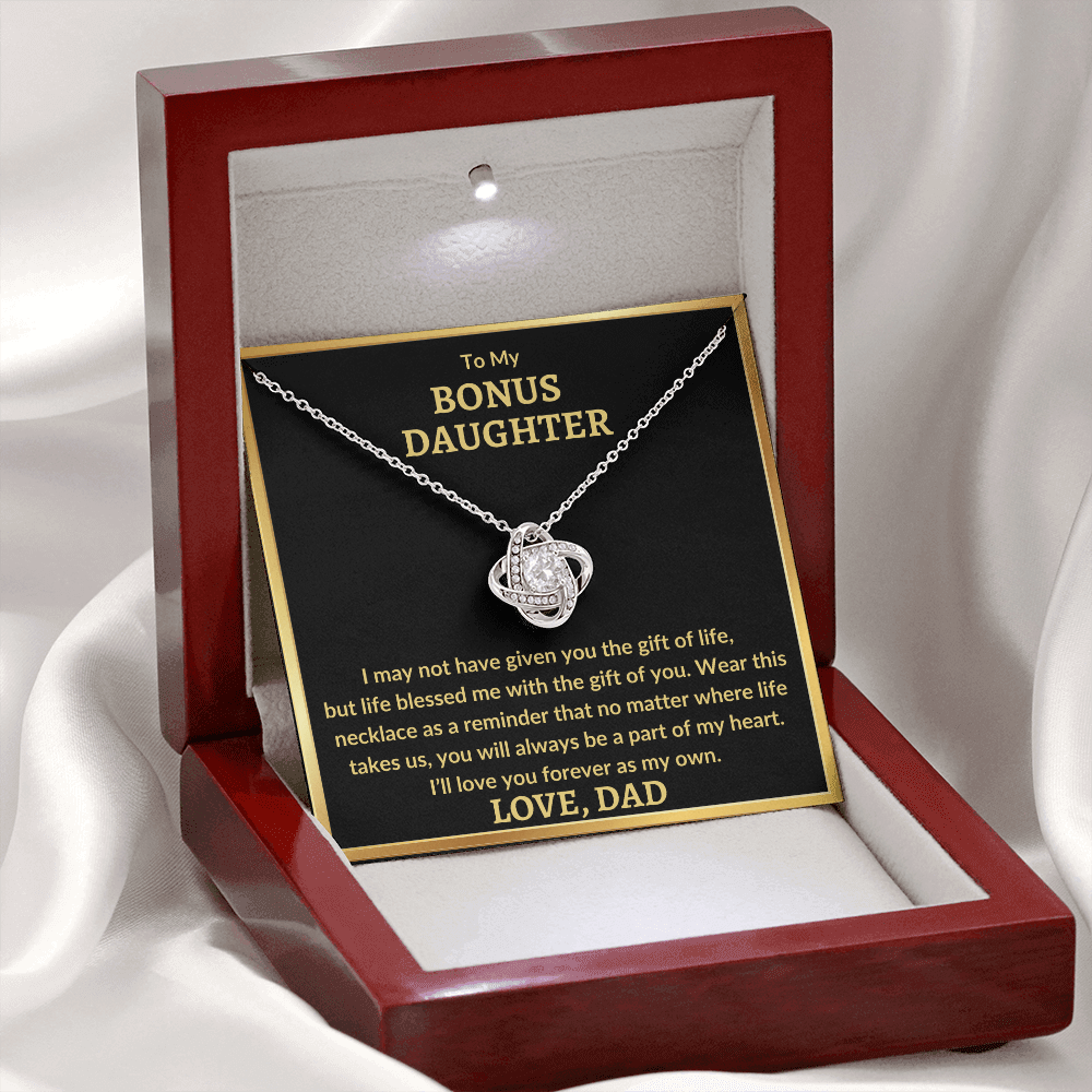 Bonus Daughter Necklace - "Love You As My Own" (G) 14K White Gold Finish / Luxury Box Jewelry Giftinum