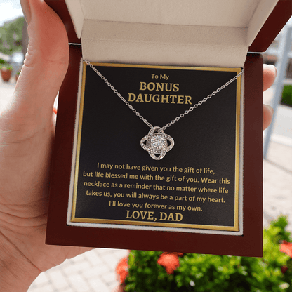 Bonus Daughter Necklace - "Love You As My Own" (G) 14K White Gold Finish / Standard Box Jewelry Giftinum