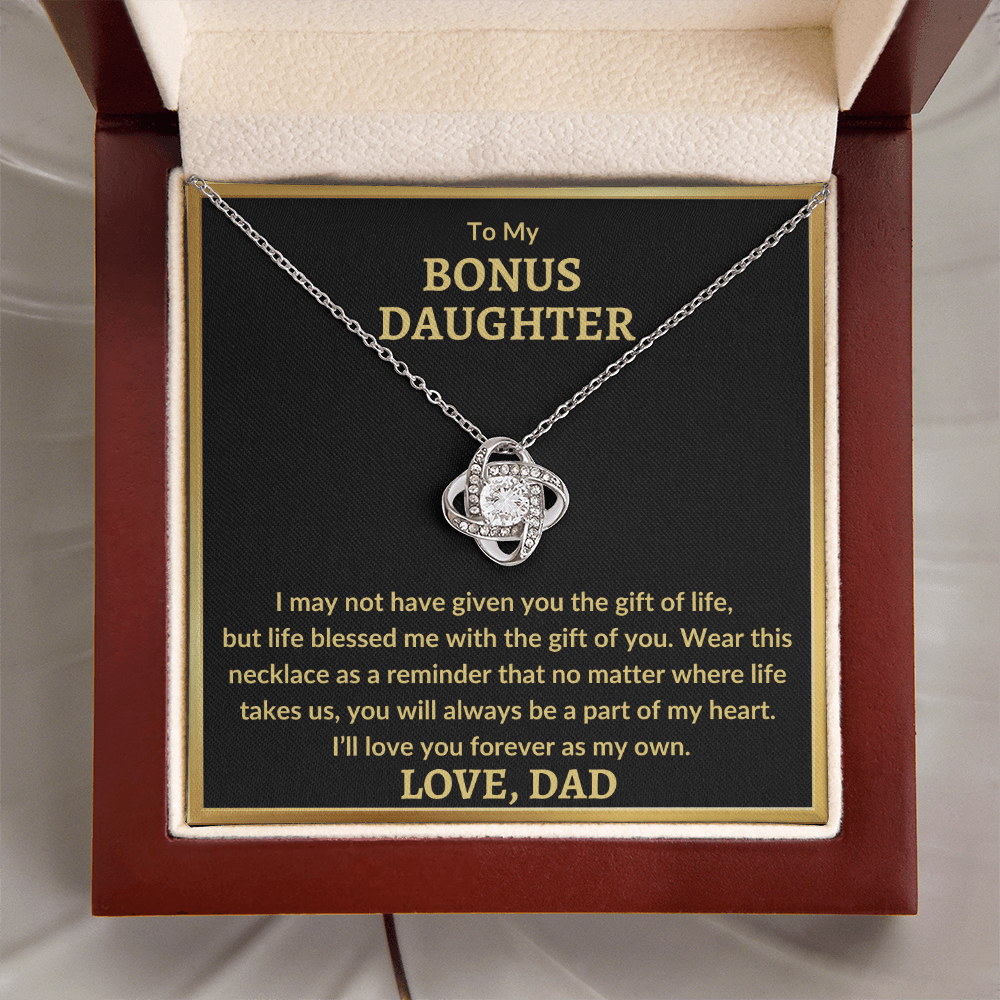 Bonus Daughter Necklace - "Love You As My Own" (G) 14K White Gold Finish / Standard Box Jewelry Giftinum