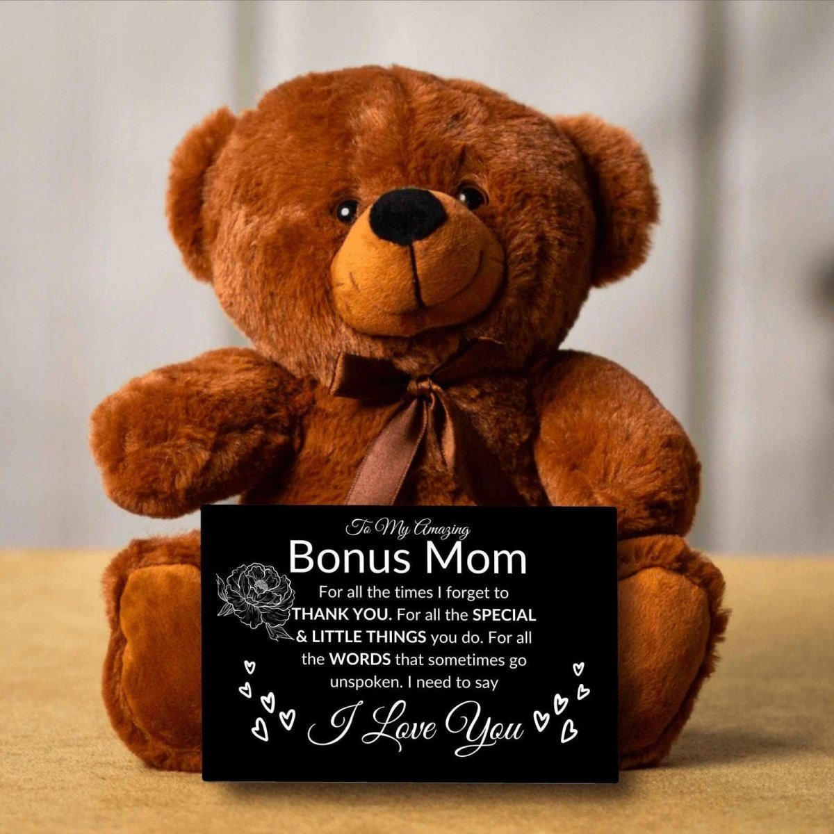 Bonus mom teddy bear - all the times Teddy Bear with Canvas Message CardGiftinum