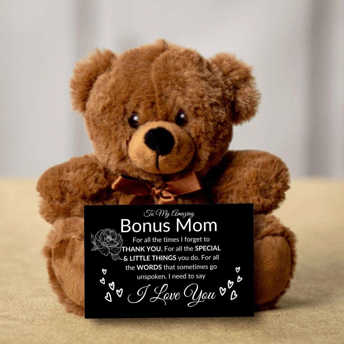 Bonus mom teddy bear - all the times Teddy Bear with Canvas Message CardGiftinum