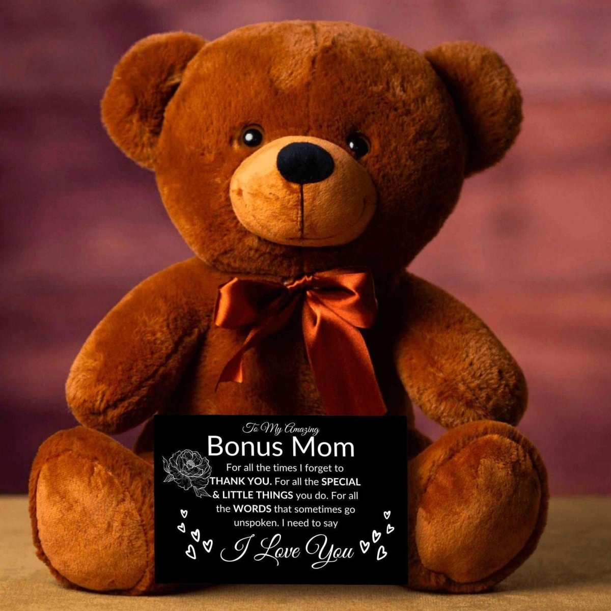 Bonus mom teddy bear - all the times Teddy Bear with Canvas Message CardGiftinum