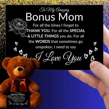 Bonus mom teddy bear - all the times Teddy Bear with Canvas Message CardGiftinum