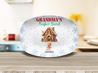 Personalized Christmas Platter, Custom Grandma's Perfect batch gift from grandchildren, Grandma's favorite cookie, nana or mimi perfect grandkids