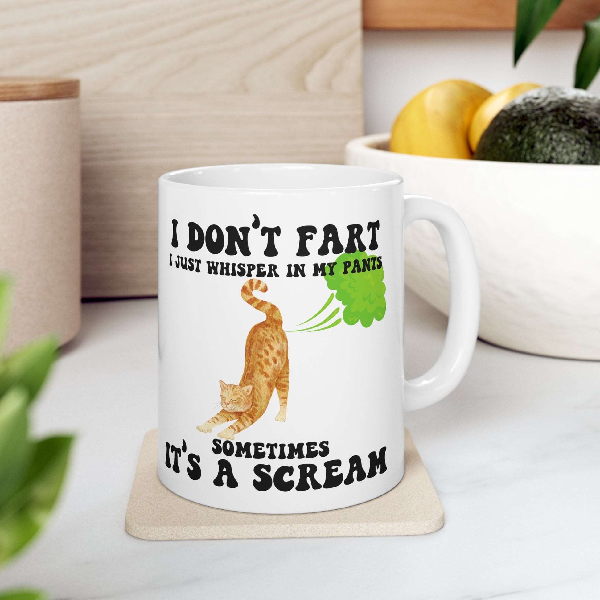 Cat Funny Fart Ceramic Mug 11oz - Premium Mug - Just $22.99! Shop now at Giftinum