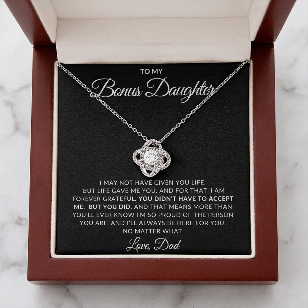 To My Bonus Daughter – Love Knot Necklace from Dad