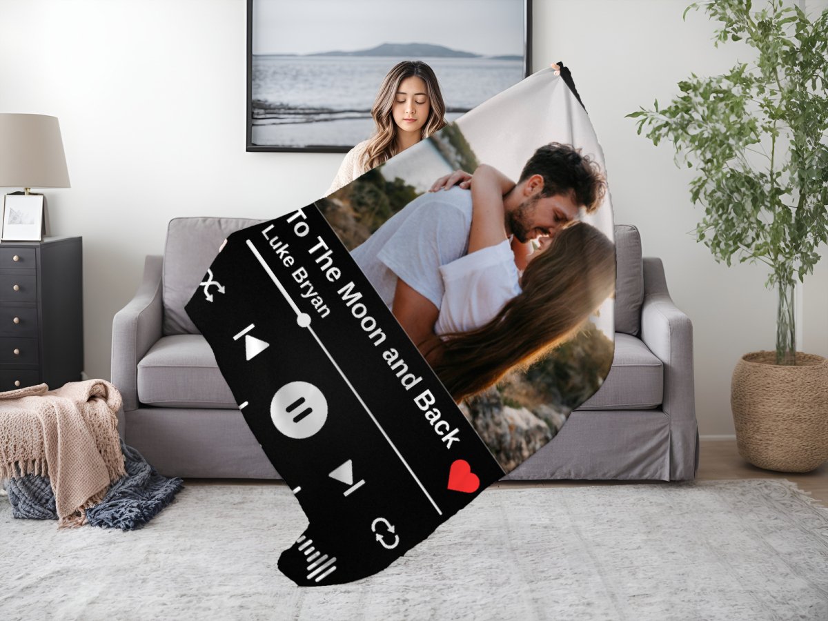 Custom Photo and Song Blanket Blankets Giftinum