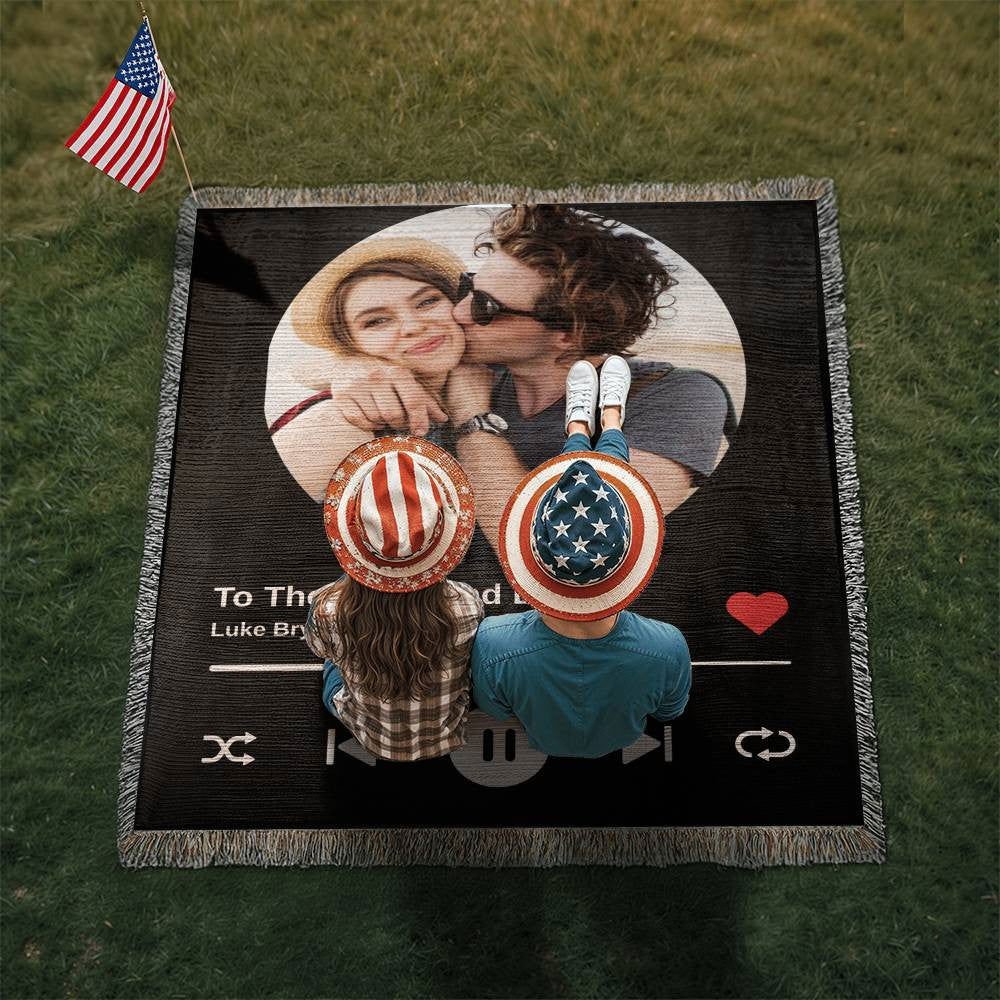 Custom Photo Upload and Favorite Song Woven Blanket Blankets Giftinum