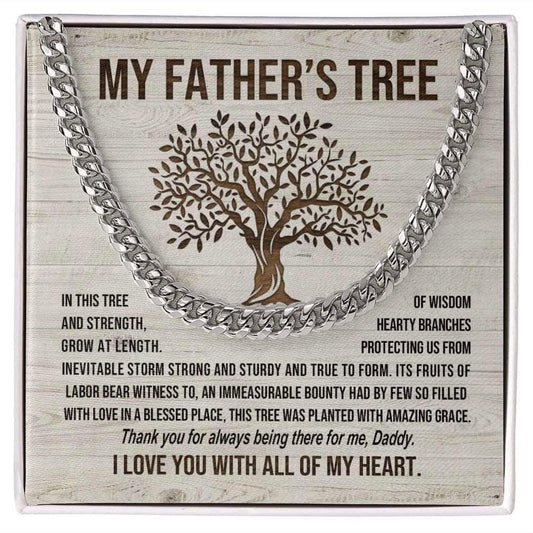 Dad Cuban Link Chain Necklace - Father's Tree JewelryGiftinum