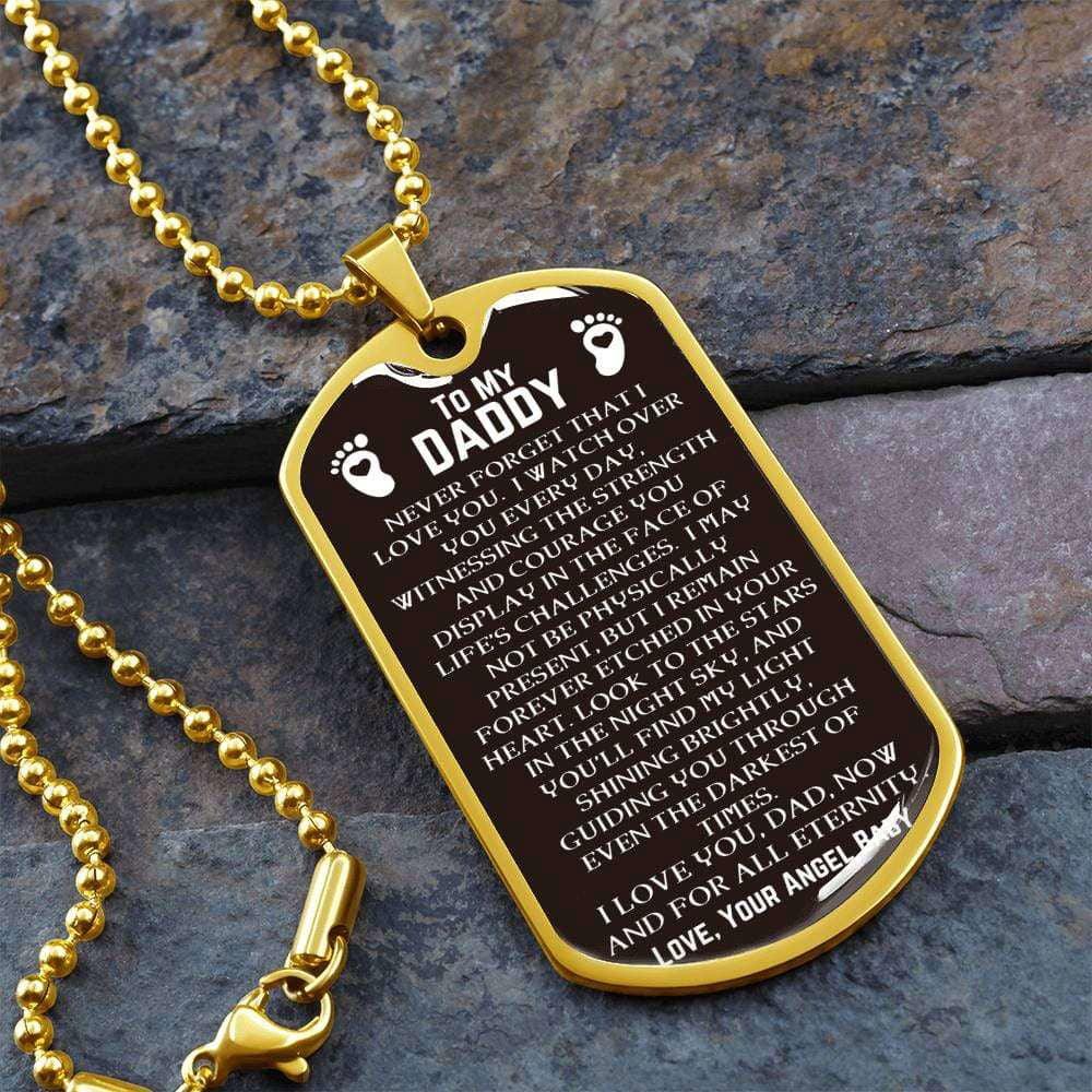 Daddy Dog Tag From Angel Baby- Never Forget Military Chain (Silver) / No Jewelry Giftinum
