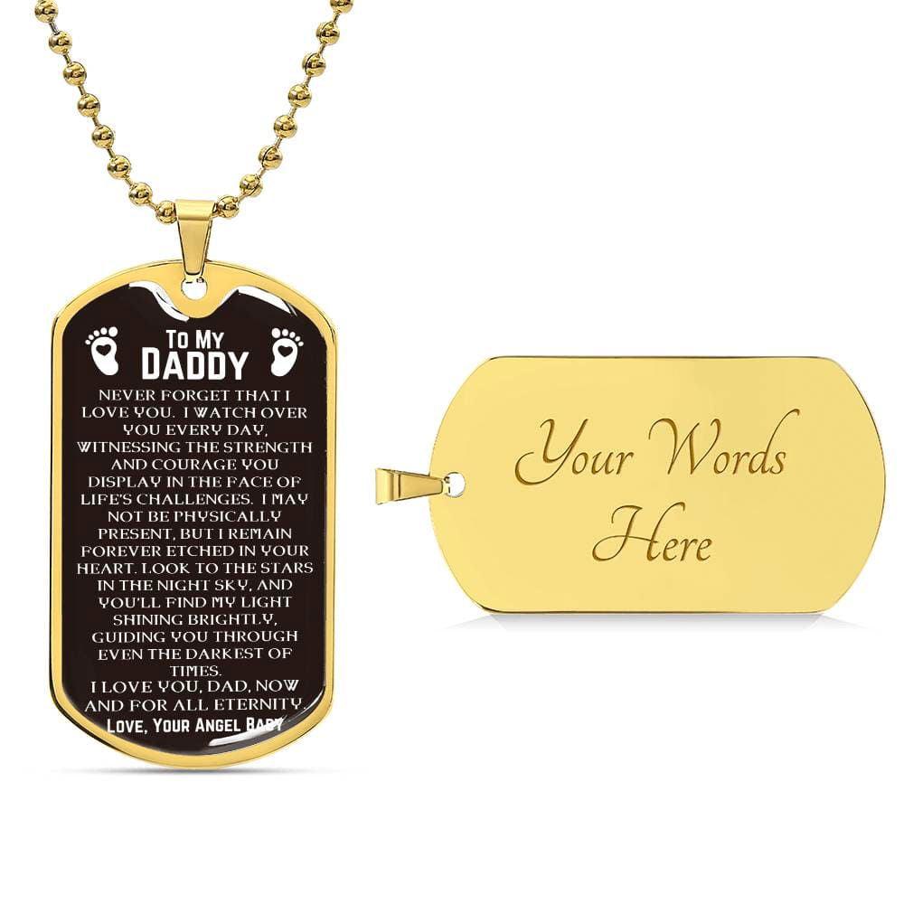 Daddy Dog Tag From Angel Baby- Never Forget Military Chain (Silver) / No Jewelry Giftinum