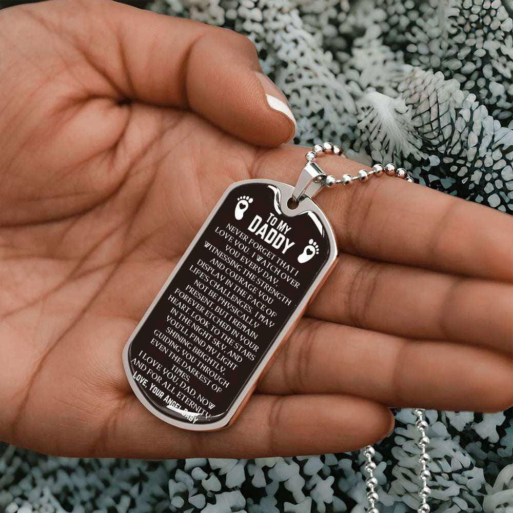 Daddy Dog Tag From Angel Baby- Never Forget Military Chain (Silver) / No Jewelry Giftinum
