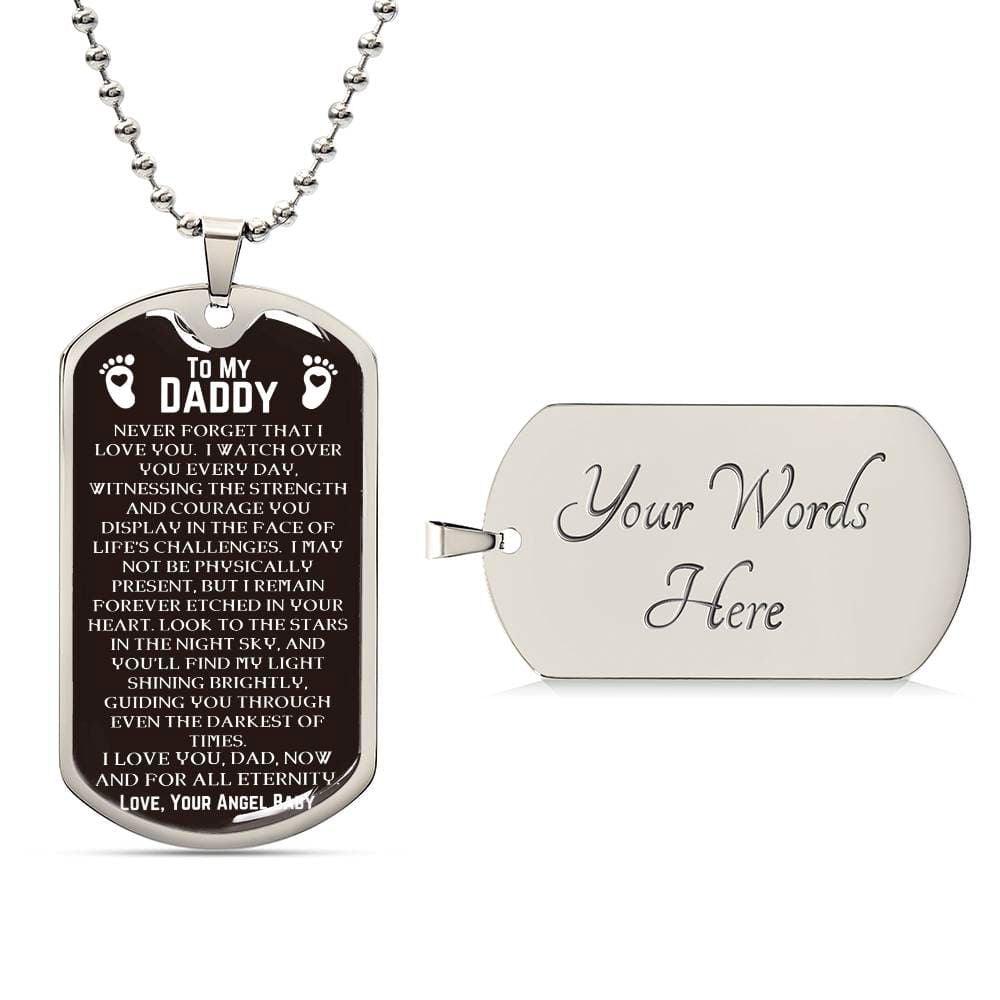 Daddy Dog Tag From Angel Baby- Never Forget Military Chain (Silver) / Yes Jewelry Giftinum
