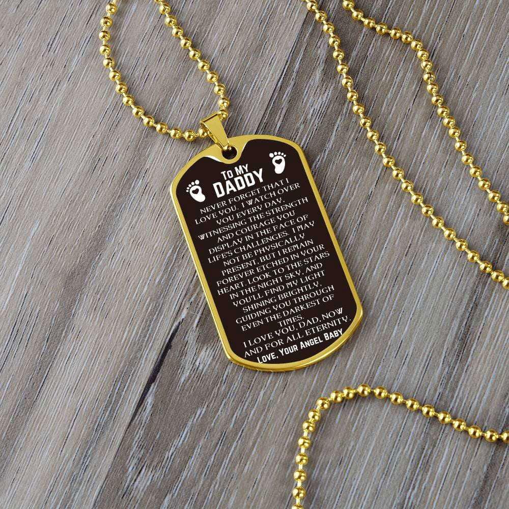 Daddy Dog Tag From Angel Baby- Never Forget Military Chain (Silver) / No Jewelry Giftinum